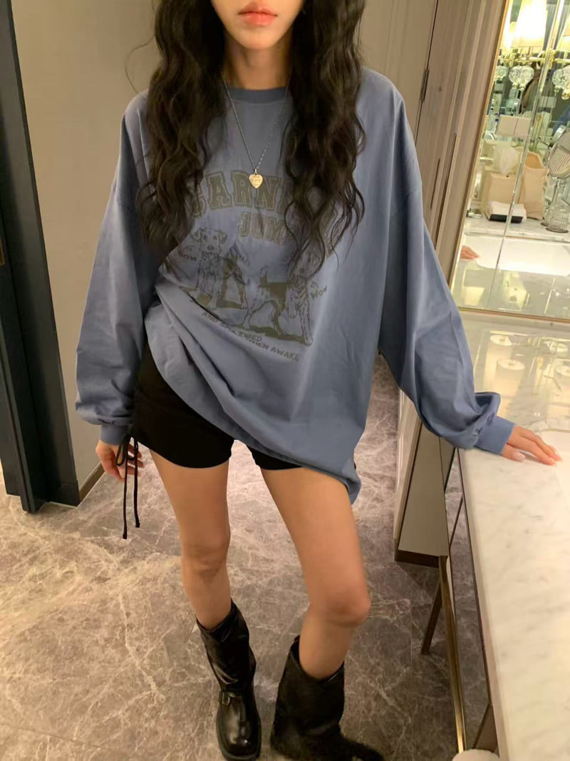 Badcalm - Korean Women Fashion - #womensfashion - Puppy Boxy Tee - 5