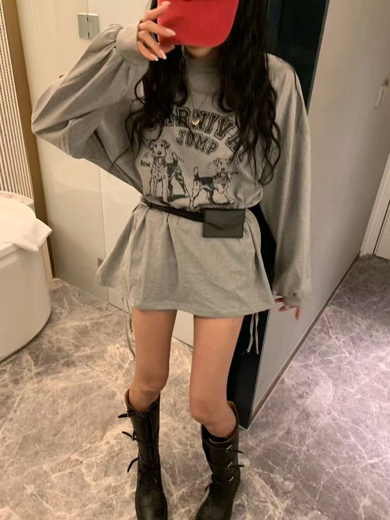 Badcalm - Korean Women Fashion - #womensfashion - Puppy Boxy Tee - 7