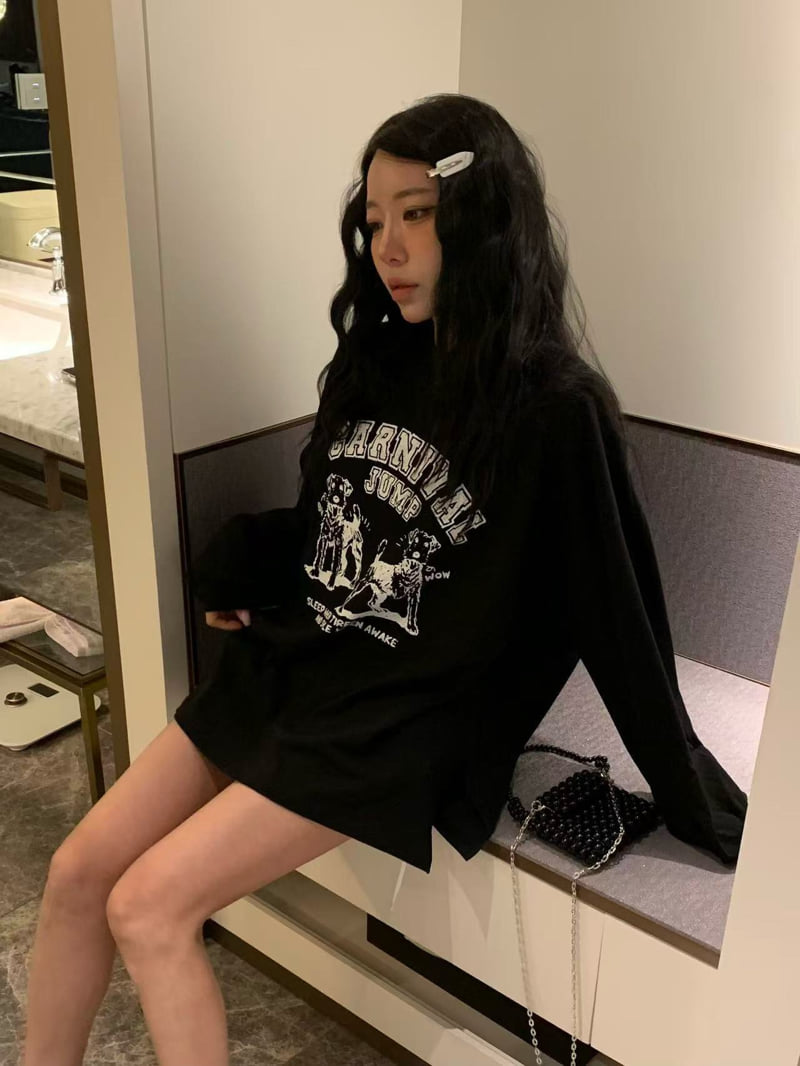 Badcalm - Korean Women Fashion - #womensfashion - Puppy Boxy Tee - 9