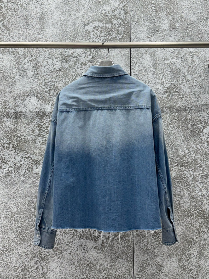 Badcalm - Korean Women Fashion - #womensfashion - Denim Crop Shirt - 12