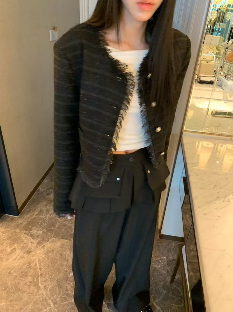 Badcalm - Korean Women Fashion - #womensfashion - Oreo Tweed Jacket - 3