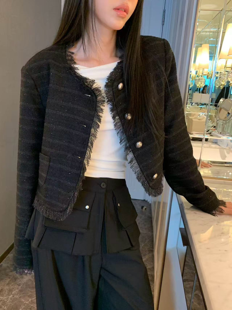 Badcalm - Korean Women Fashion - #womensfashion - Oreo Tweed Jacket - 7