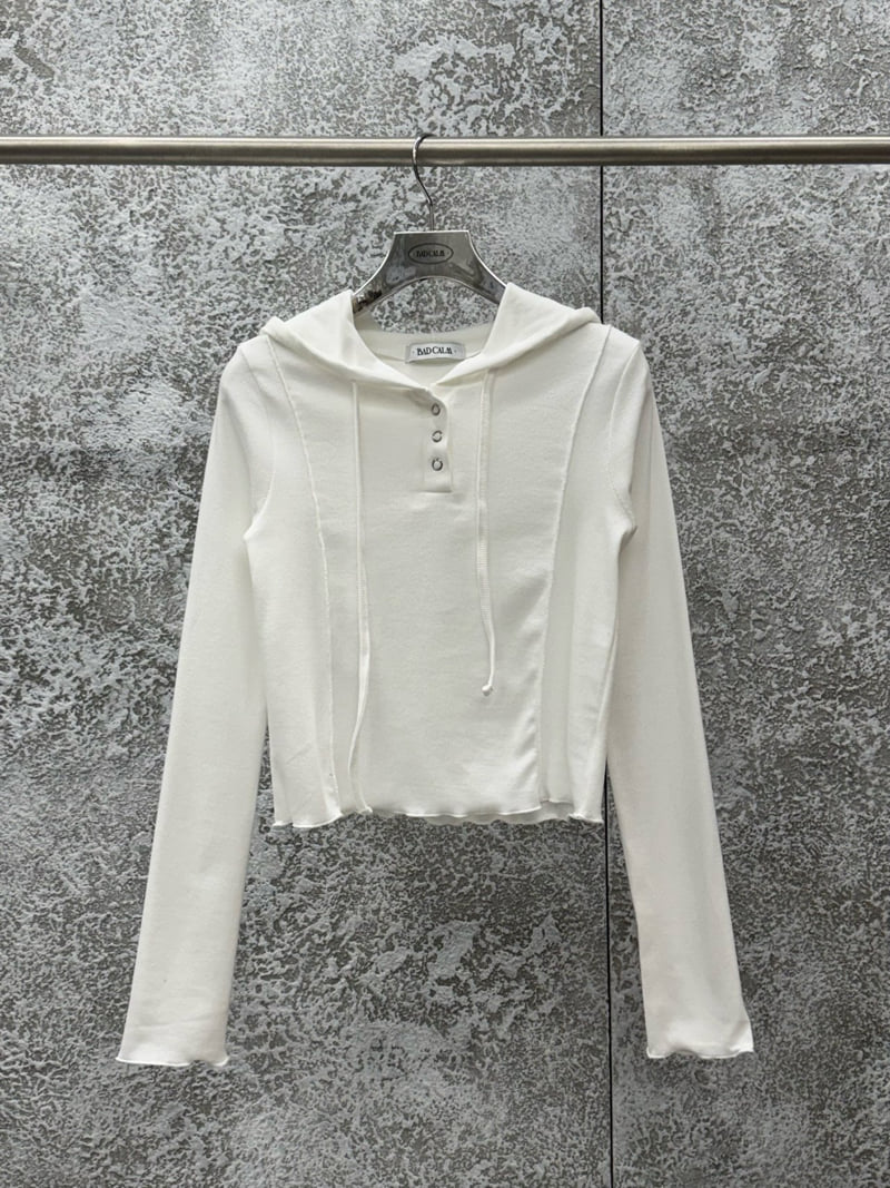 Badcalm - Korean Women Fashion - #womensfashion - Snap Hoodie Tee - 9