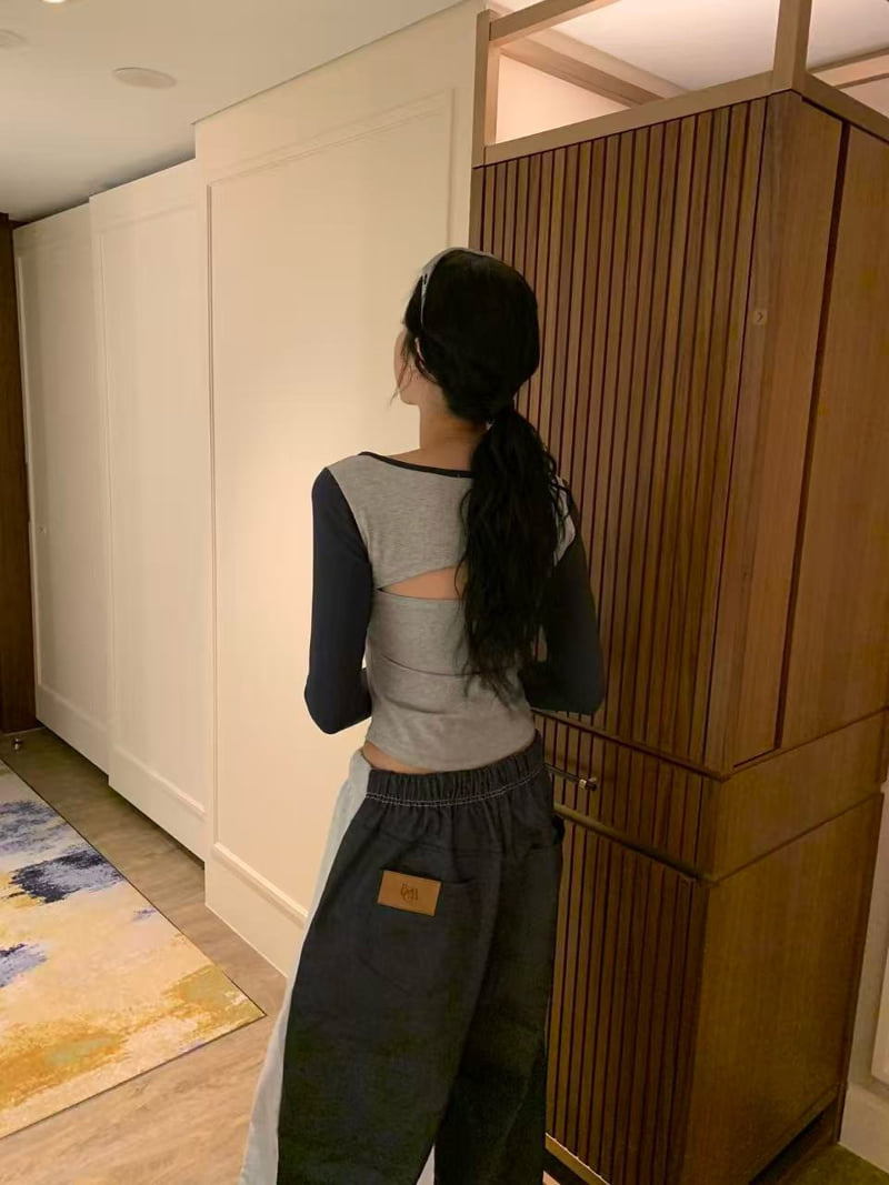 Badcalm - Korean Women Fashion - #womensfashion - Denim Contrast Pants - 5