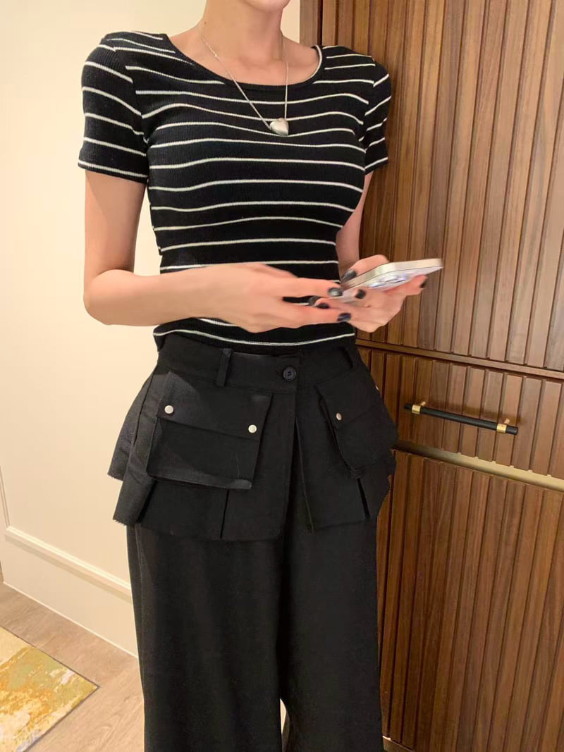 Badcalm - Korean Women Fashion - #momslook - Back Slit Tee - 4