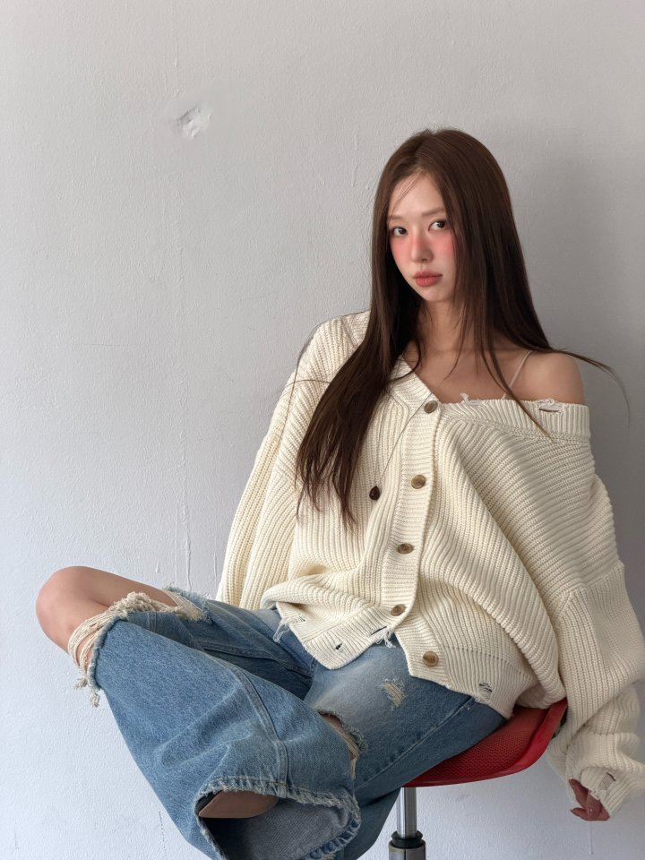 Baguette - Korean Women Fashion - #momslook - Vintage Waffle Knit Cardigan - 12