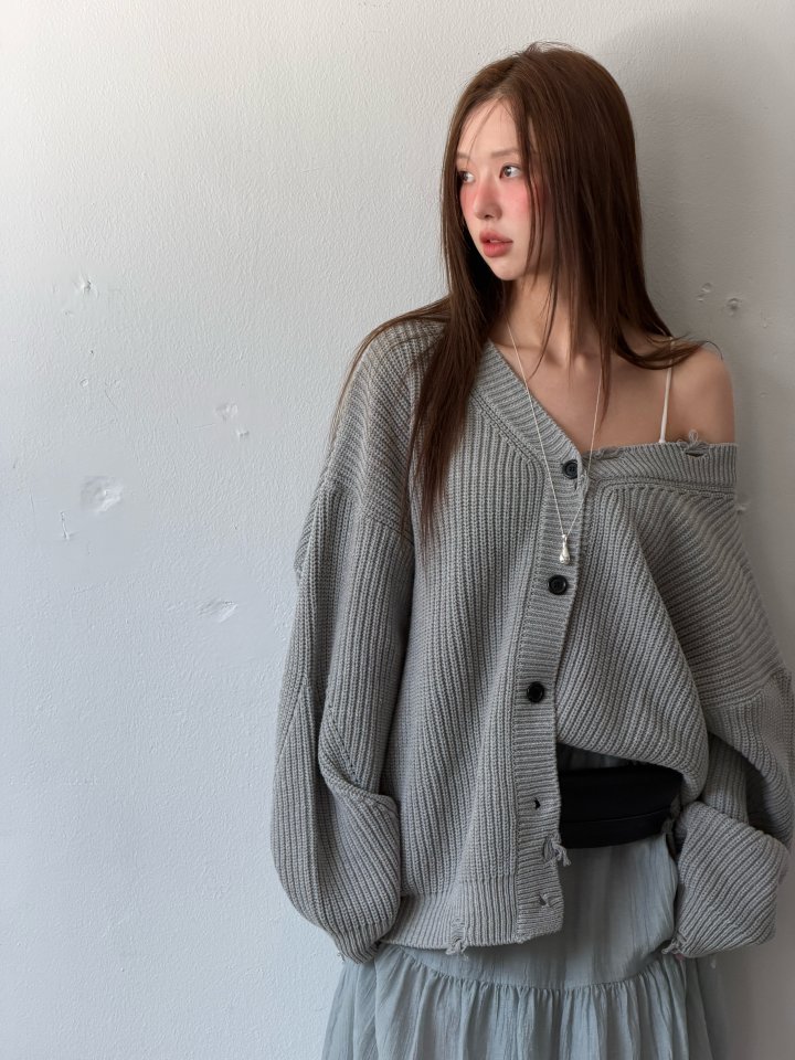 Baguette - Korean Women Fashion - #momslook - Vintage Waffle Knit Cardigan - 6