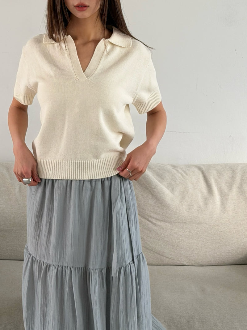 Baguette - Korean Women Fashion - #vintagekidsstyle - Collared Short-Sleeve Knit - 8
