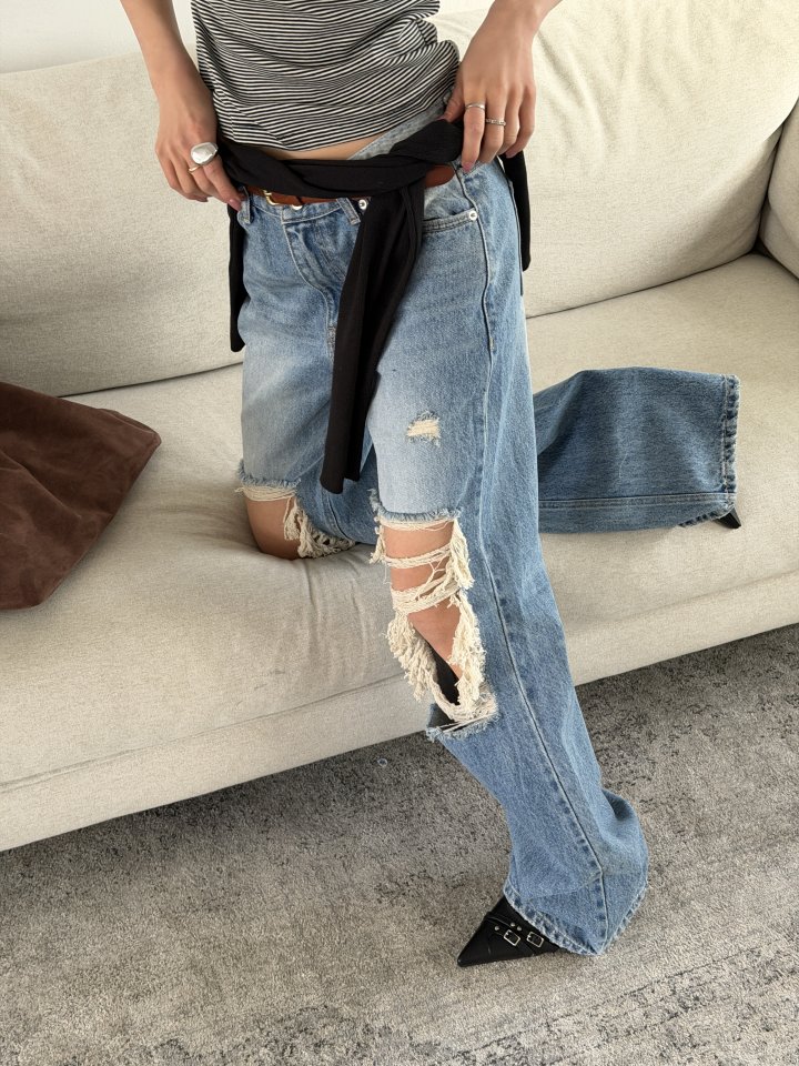 Baguette - Korean Women Fashion - #womensfashion - Vintage Low-Rise Denim Pants - 8