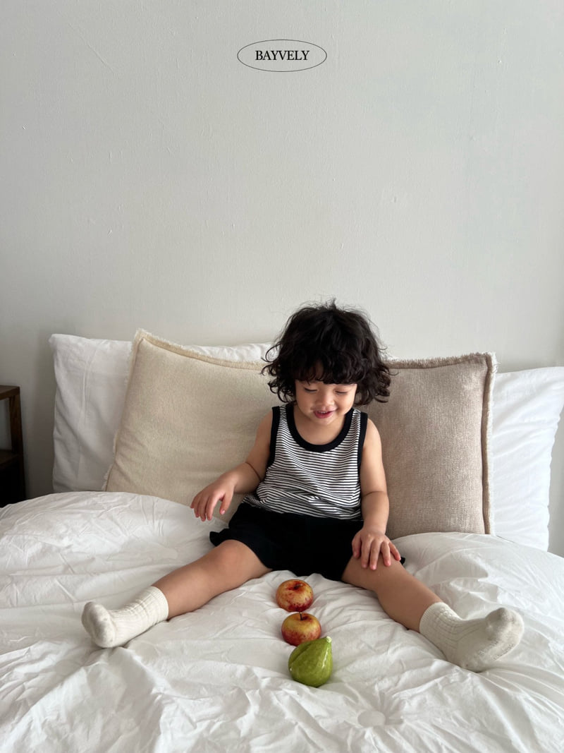 Bayvely - Korean Children Fashion - #Kfashion4kids - Raglan Short Sleeve Tee Stripe Sleeveless Set - 11