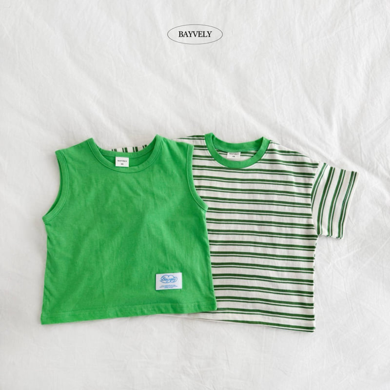 Bayvely - Korean Children Fashion - #childofig - Stripe Plain Sleeveless Set - 3