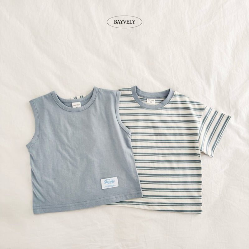 Bayvely - Korean Children Fashion - #childofig - Stripe Plain Sleeveless Set - 4
