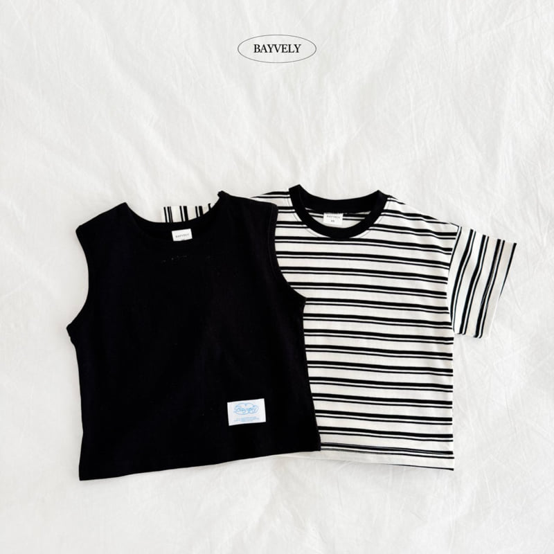 Bayvely - Korean Children Fashion - #designkidswear - Stripe Plain Sleeveless Set - 6