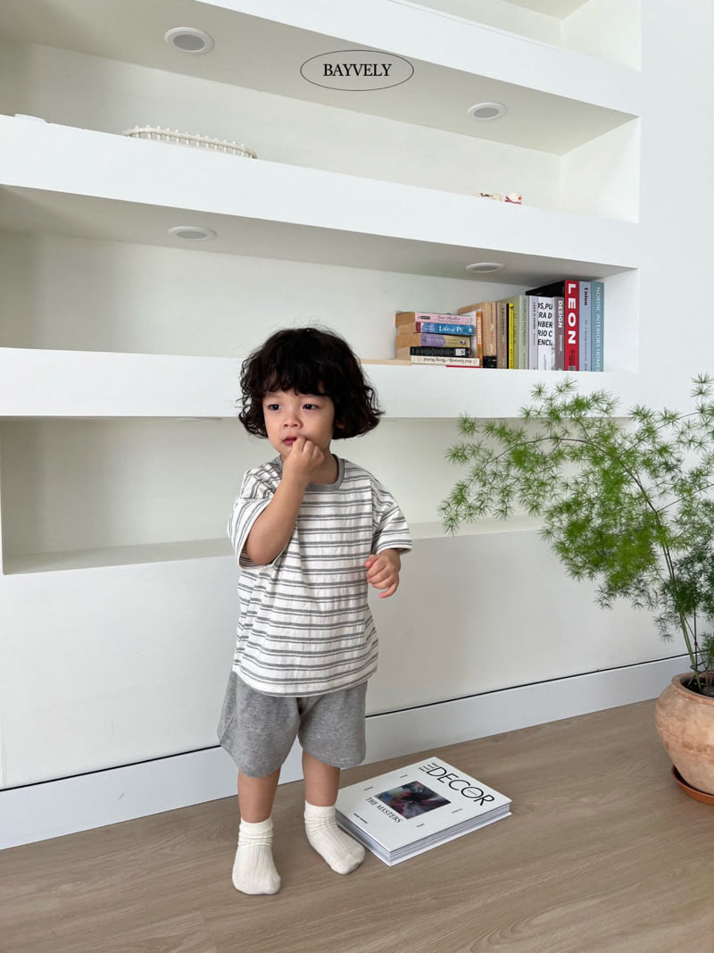 Bayvely - Korean Children Fashion - #fashionkids - Stripe Plain Sleeveless Set - 8