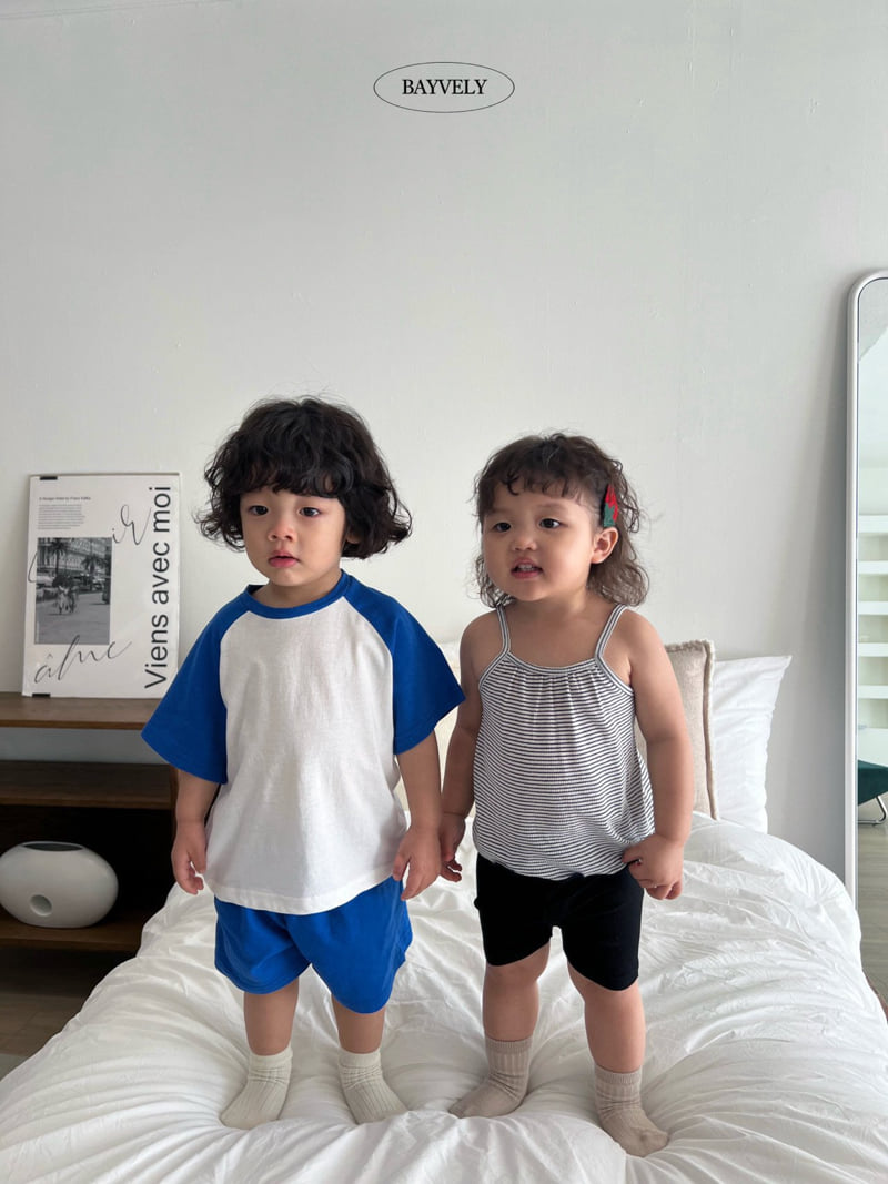 Bayvely - Korean Children Fashion - #fashionkids - Raglan Short Sleeve Tee Stripe Sleeveless Set - 7