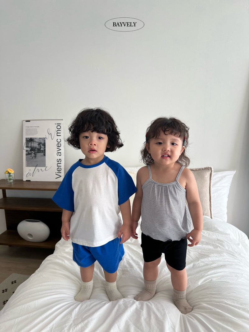 Bayvely - Korean Children Fashion - #kidzfashiontrend - Raglan Short Sleeve Tee Stripe Sleeveless Set - 10