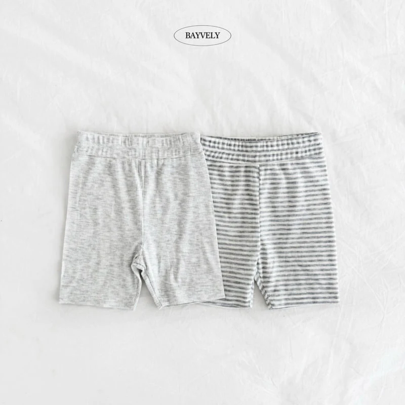 Bayvely - Korean Children Fashion - #stylishchildhood - Bike Plain Stripe Leggings Set - 2