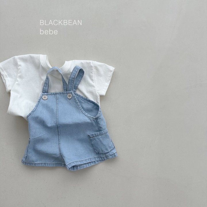 Black Bean - Korean Baby Fashion - #babygirlfashion - Bebe Pocket Denim Overall Set - 6