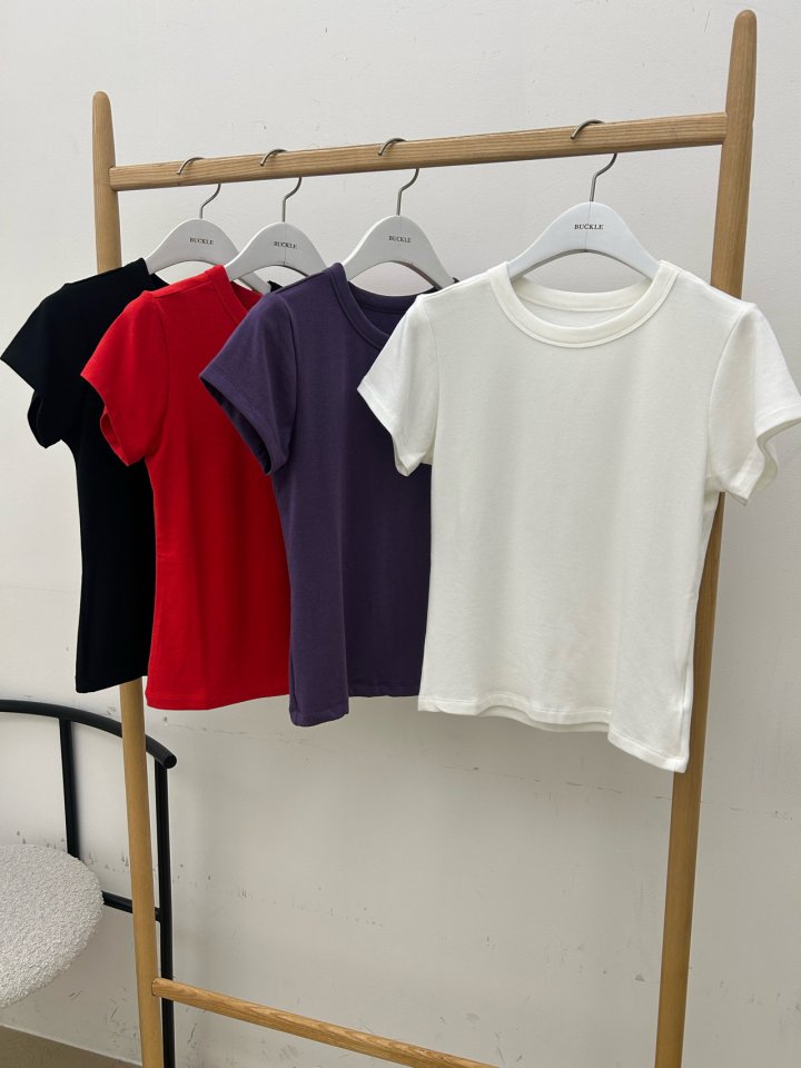 Buckle - Korean Women Fashion - #momslook - Round Neck Tee