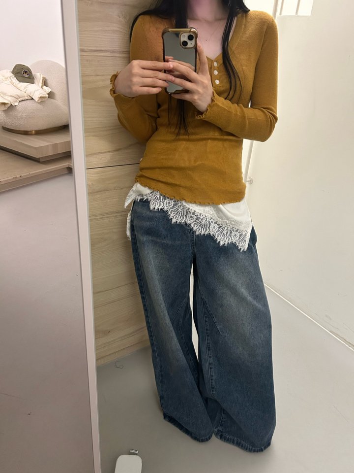 Buckle - Korean Women Fashion - #momslook - Diagonal V-Neck Knit Sweater - 10