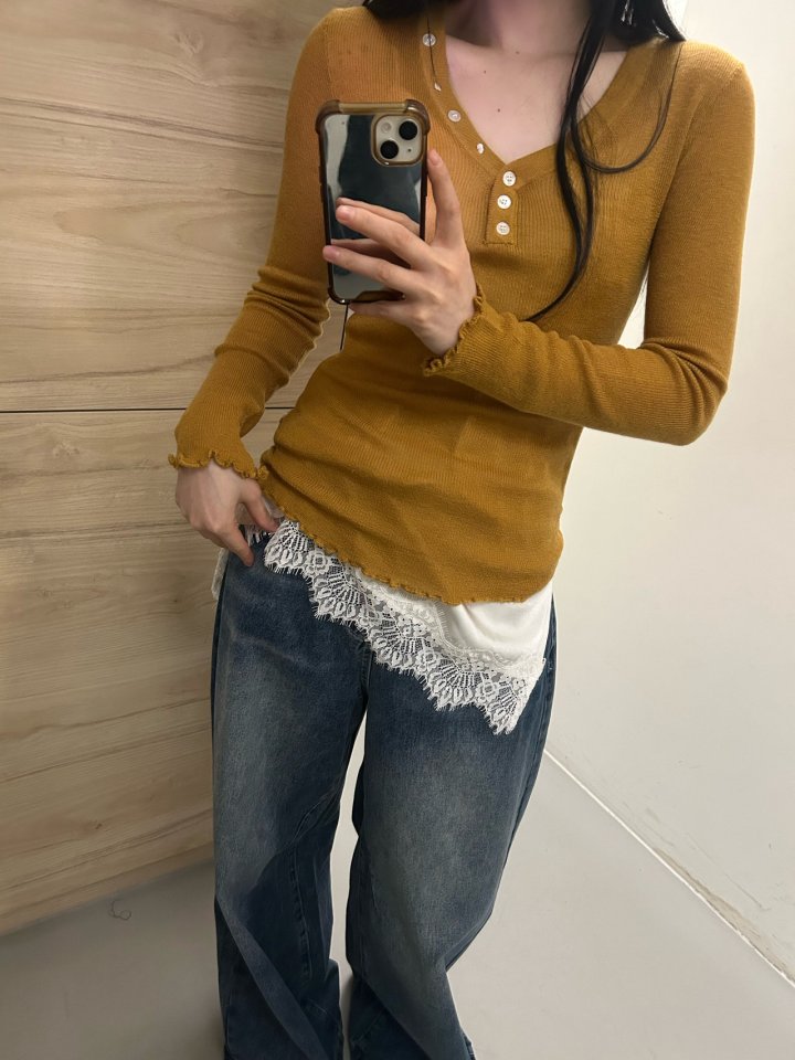 Buckle - Korean Women Fashion - #momslook - Diagonal V-Neck Knit Sweater - 12