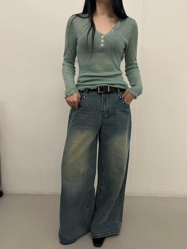 Buckle - Korean Women Fashion - #momslook - Diagonal V-Neck Knit Sweater - 6