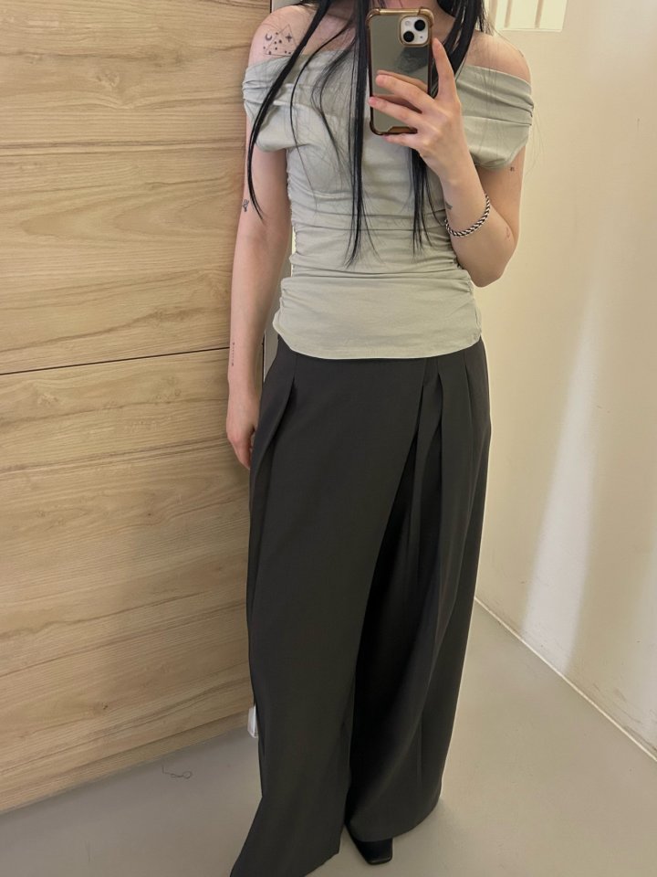 Buckle - Korean Women Fashion - #vintagekidsstyle - Asymmetric Slacks - 4