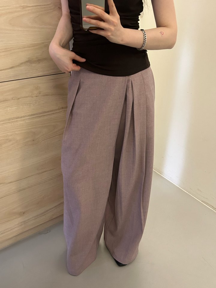 Buckle - Korean Women Fashion - #restrostyle - Asymmetric Slacks - 5