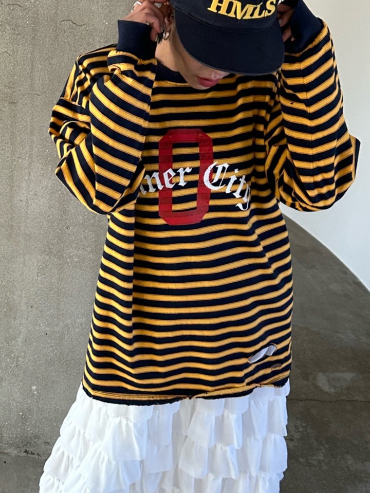 Chavi - Korean Women Fashion - #momslook - Vintage Stripe Tee - 5