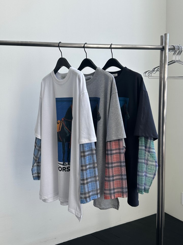 Chavi - Korean Women Fashion - #momslook - Horse Double Layer Tee