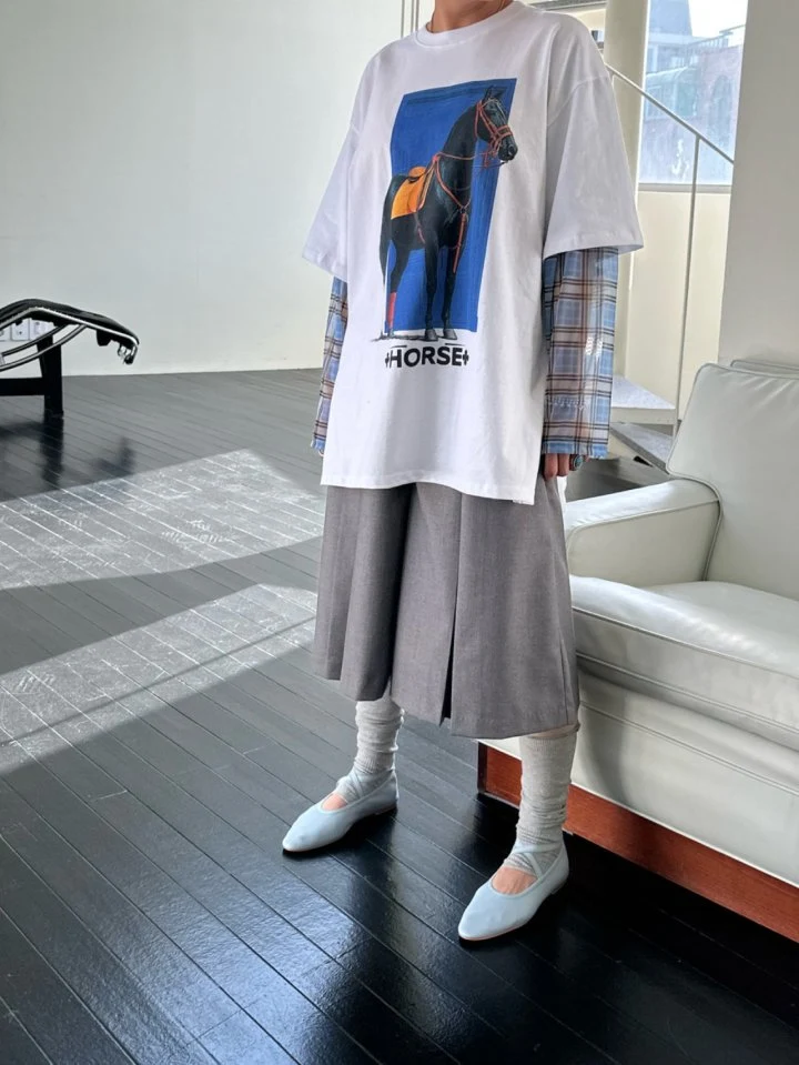 Chavi - Korean Women Fashion - #womensfashion - Horse Double Layer Tee - 6