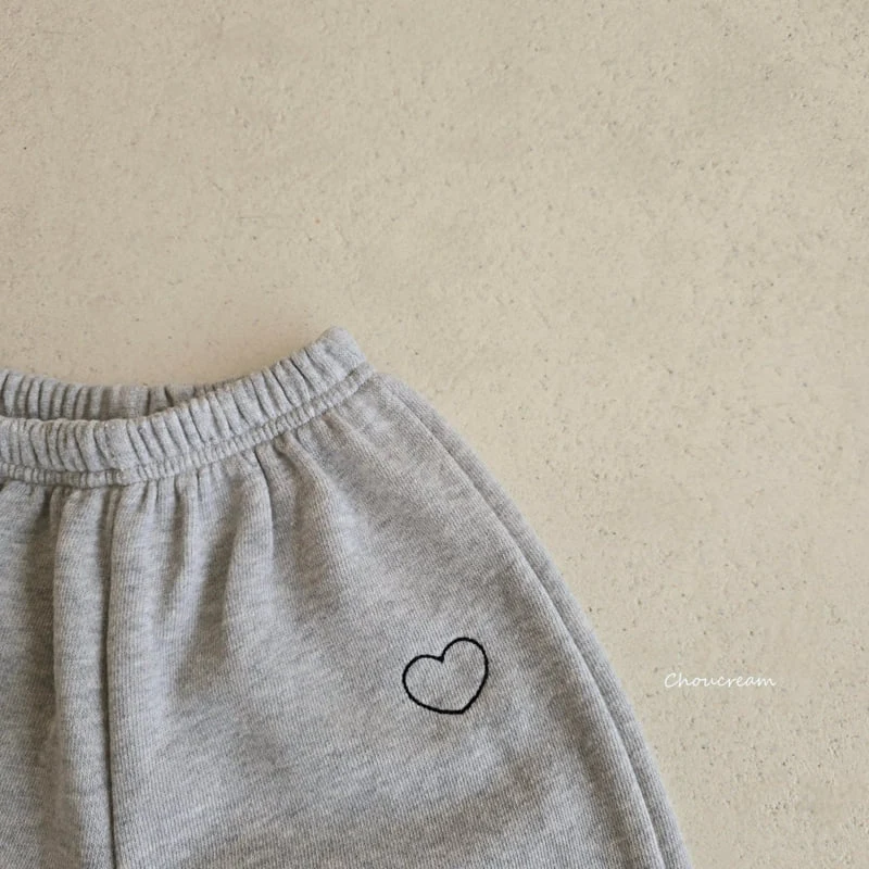 Choucream - Korean Baby Fashion - #babyboutique - Heart Embroidery Jogger Pants - 5