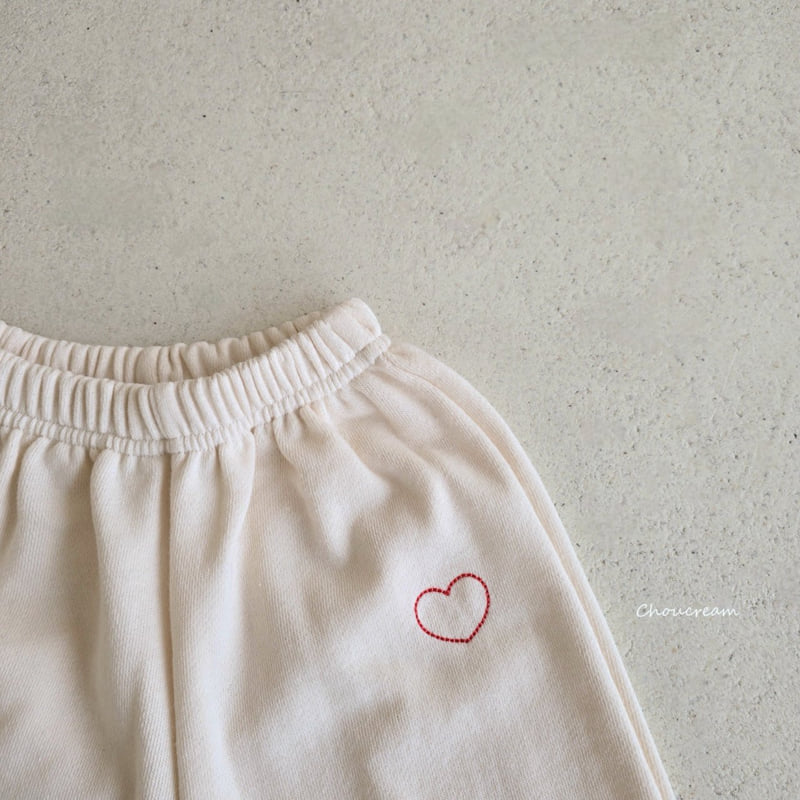 Choucream - Korean Baby Fashion - #babyboutique - Heart Embroidery Jogger Pants - 6