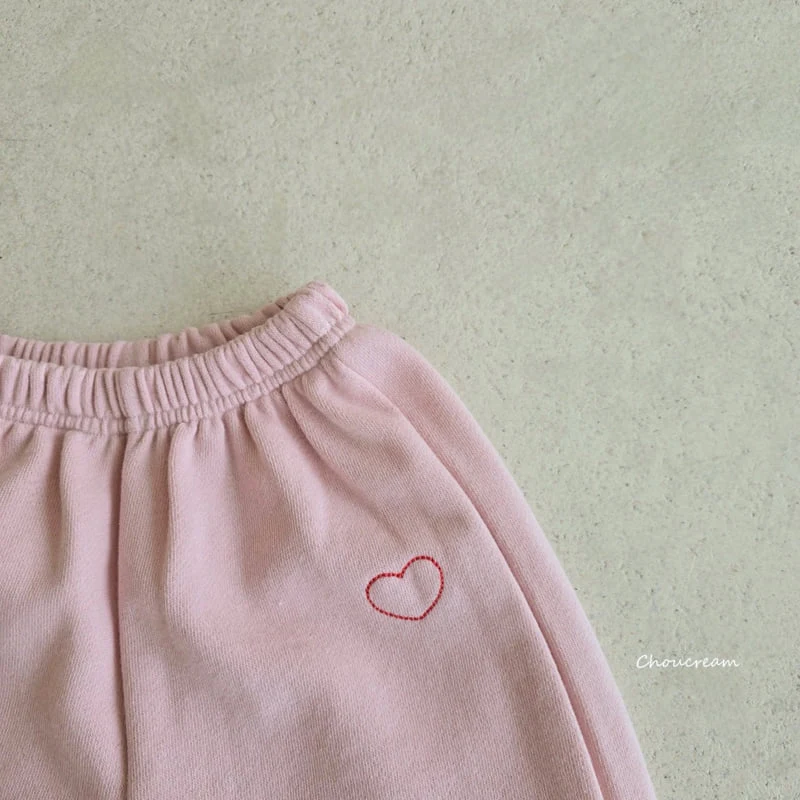 Choucream - Korean Baby Fashion - #babyboutiqueclothing - Heart Embroidery Jogger Pants - 7