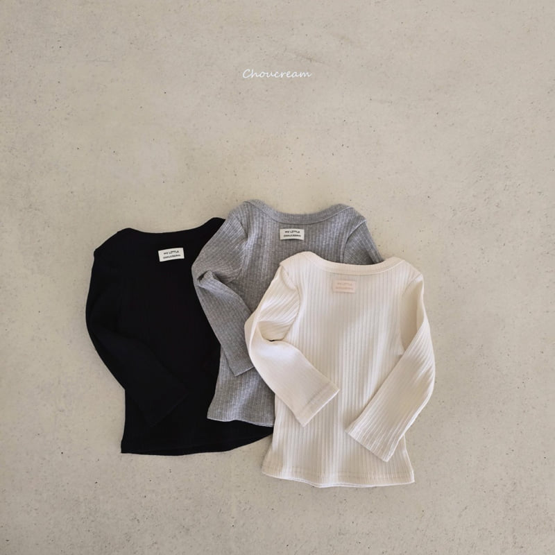 Choucream - Korean Baby Fashion - #babyfashion - Boat Neck Ribbed Tee - 6