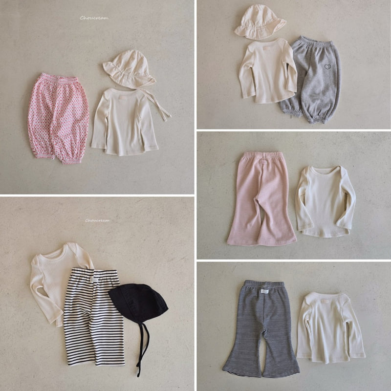 Choucream - Korean Baby Fashion - #babyootd - Boat Neck Ribbed Tee - 11