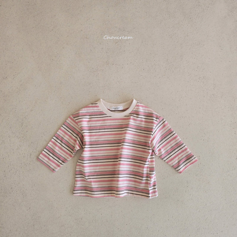 Choucream - Korean Baby Fashion - #babyoutfit - Multi Stripe Tee - 3