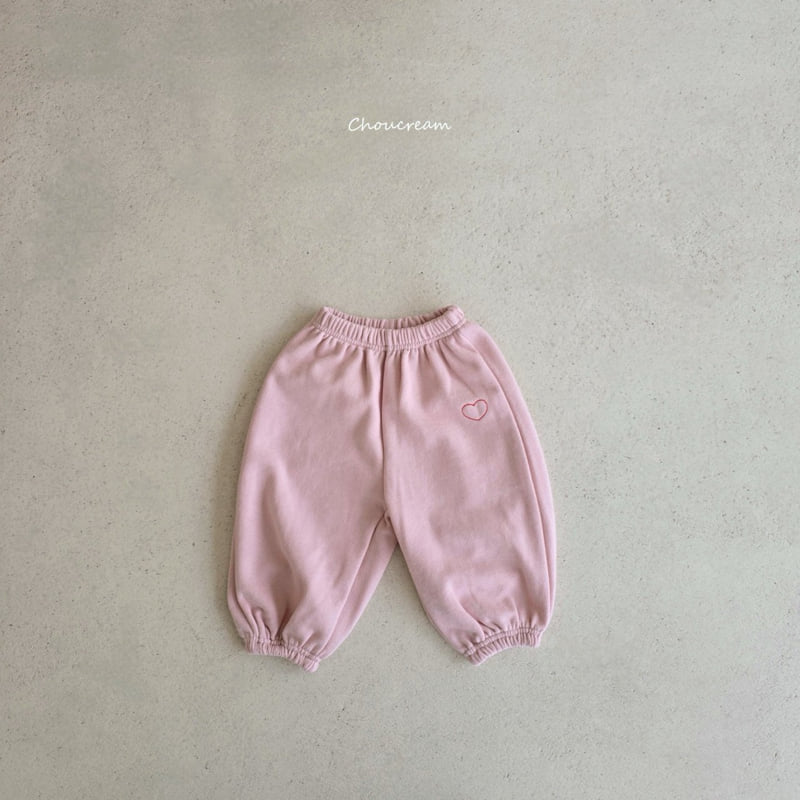 Choucream - Korean Baby Fashion - #onlinebabyboutique - Heart Embroidery Jogger Pants - 3