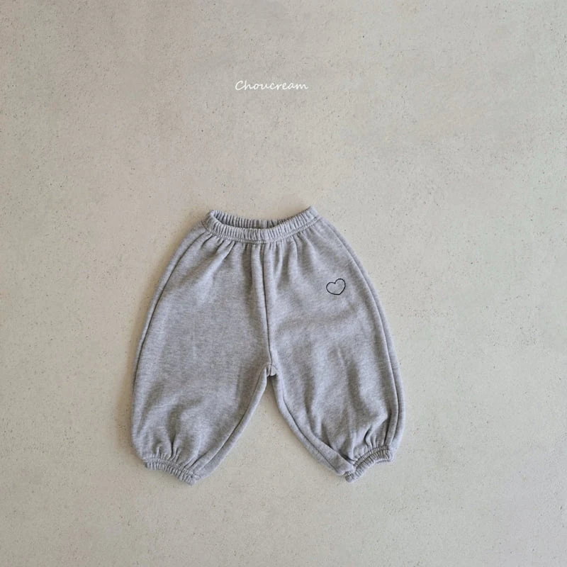 Choucream - Korean Baby Fashion - #onlinebabyboutique - Heart Embroidery Jogger Pants - 4