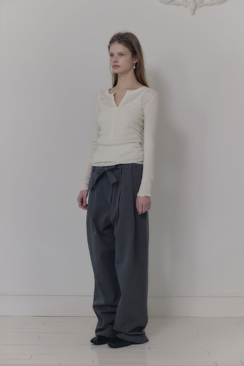 Connaught - Korean Women Fashion - #vintageinspired - Woolly Belt Pants - 2