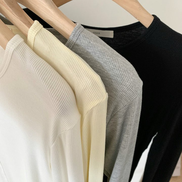 Cover - Korean Women Fashion - #momslook - Daily Ribbed Tee - 10