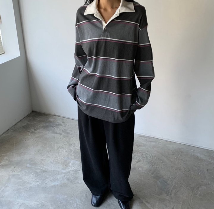 Cover - Korean Women Fashion - #momslook - Pigment Rugby Collar Tee