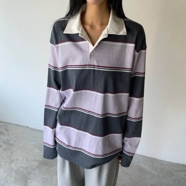 Cover - Korean Women Fashion - #momslook - Pigment Rugby Collar Tee - 5