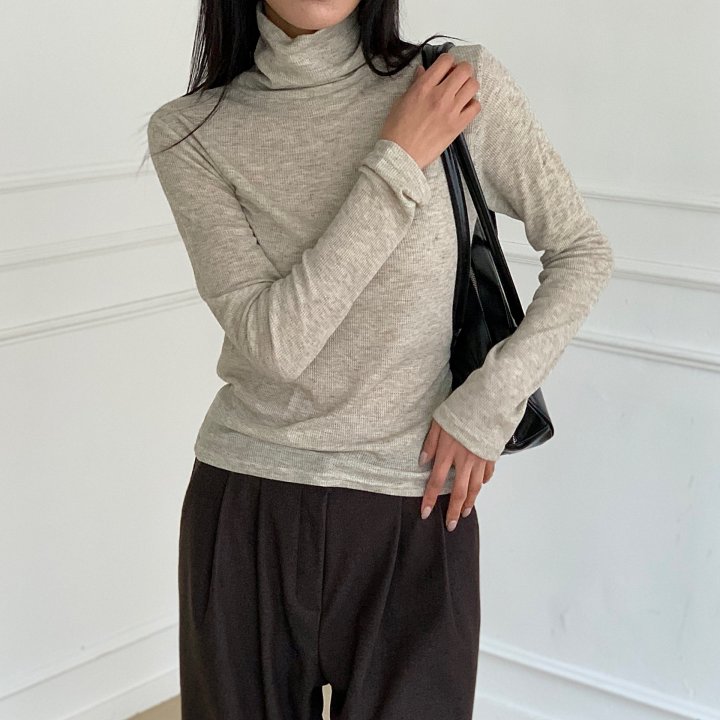 Cover - Korean Women Fashion - #momslook - Wool Waffle Turtleneck Tee - 12
