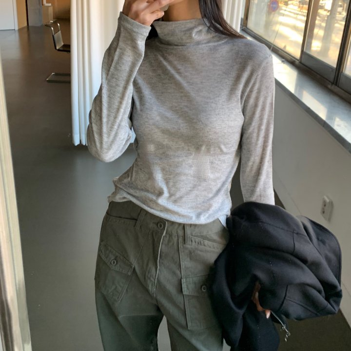 Cover - Korean Women Fashion - #momslook - Wool Waffle Turtleneck Tee - 3