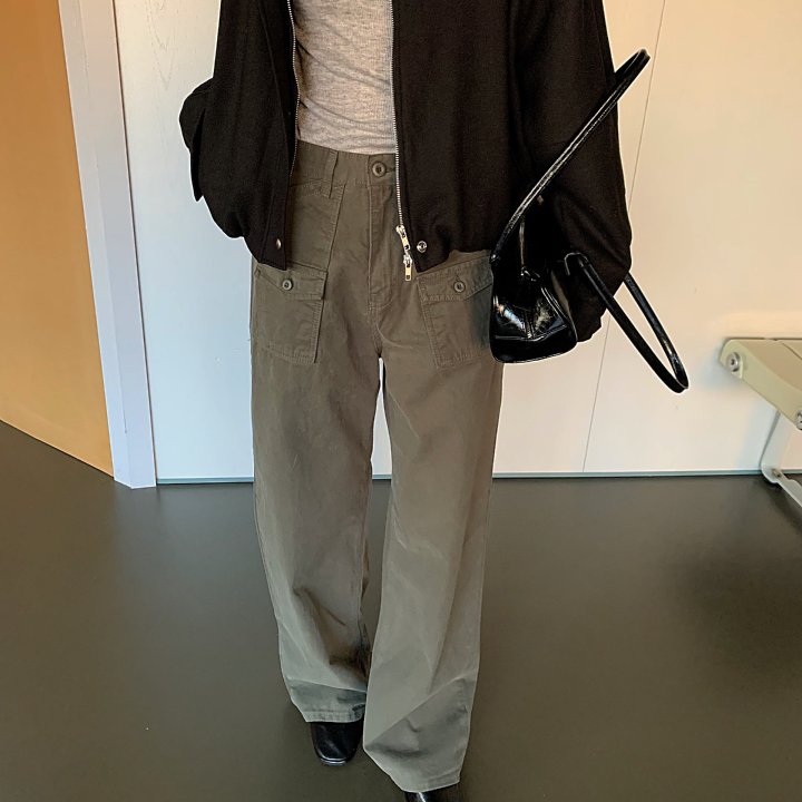 Cover - Korean Women Fashion - #restrostyle - Peach Double Pocket Pants - 6