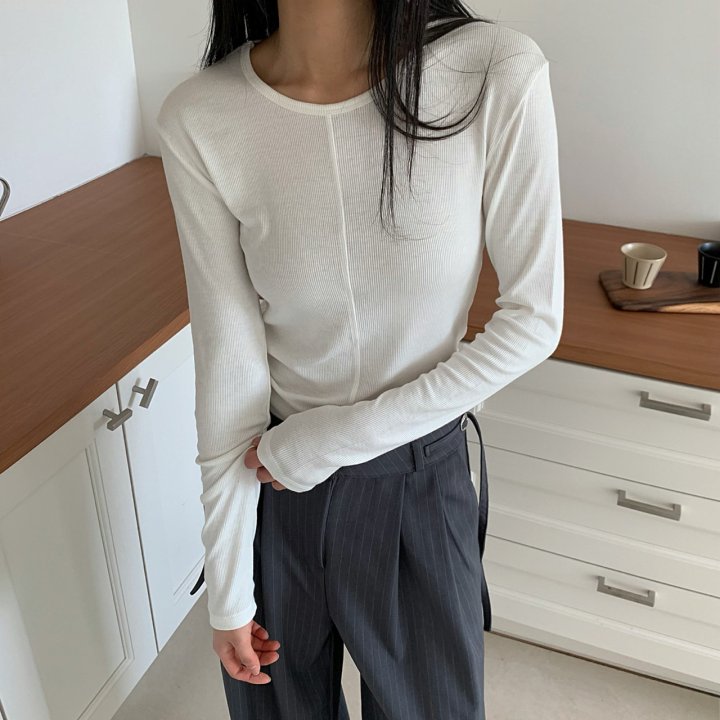 Cover - Korean Women Fashion - #restrostyle - Daily Ribbed Tee - 4