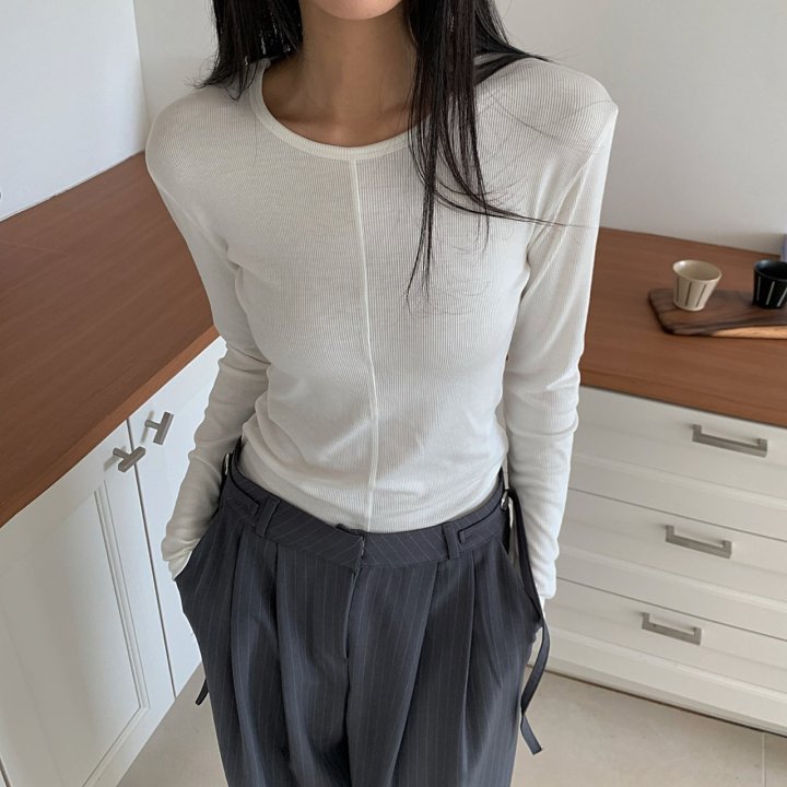 Cover - Korean Women Fashion - #shopsmall - Daily Ribbed Tee - 5