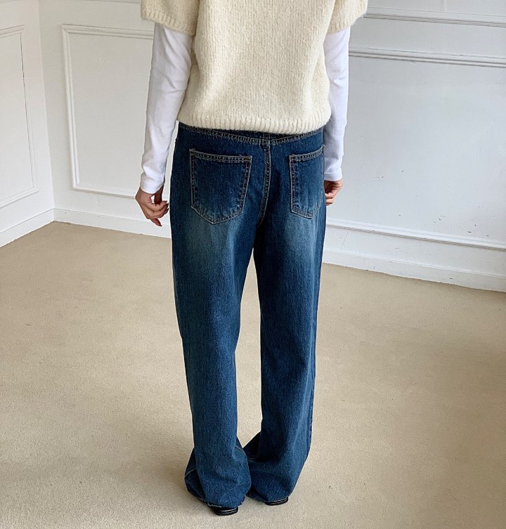 Cover - Korean Women Fashion - #thatsdarling - Vintage Loose Denim Pants - 3