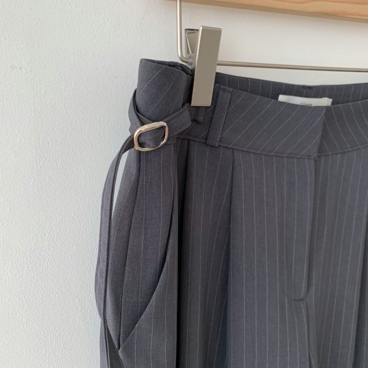 Cover - Korean Women Fashion - #womensfashion - Stripe Long Belted Slacks - 12